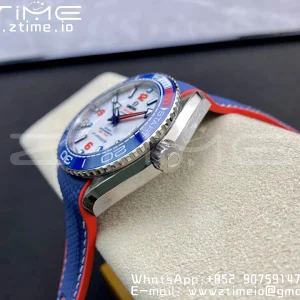 OMEGA Planet Ocean  America's Cup SS VSF 1:1 Best Edition White Dial on Blue Nylon Strap A8900 Super Clone - Super Clone Watch | 1:1 Best Version