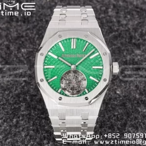 AP Royal Oak 2018 SIHH SS Tourbillon R8F Green Sunburst Tapisserie Dial on SS Bracelet V3 - Super Clone Watch | 1:1 Best Version