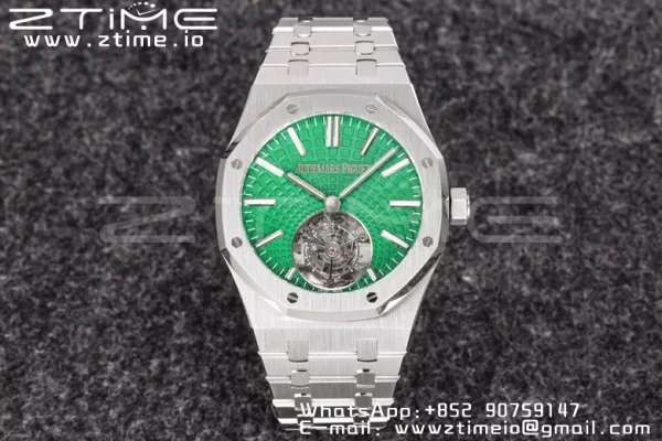 AP Royal Oak 2018 SIHH SS Tourbillon R8F Green Sunburst Tapisserie Dial on SS Bracelet V3 - スーパークローンウォッチ｜1:1ベストバージョン