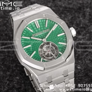 AP Royal Oak 2018 SIHH SS Tourbillon R8F Green Sunburst Tapisserie Dial on SS Bracelet V3 - スーパークローンウォッチ｜1:1ベストバージョン