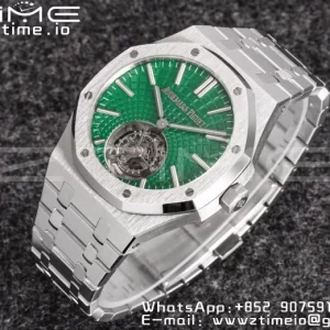AP Royal Oak 2018 SIHH SS Tourbillon R8F Green Sunburst Tapisserie Dial on SS Bracelet V3 - スーパークローンウォッチ｜1:1ベストバージョン