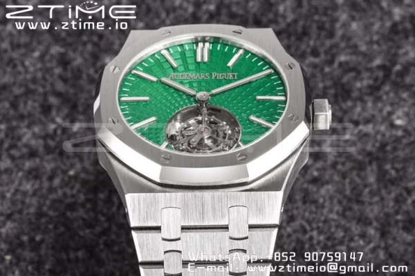 AP Royal Oak 2018 SIHH SS Tourbillon R8F Green Sunburst Tapisserie Dial on SS Bracelet V3 - スーパークローンウォッチ｜1:1ベストバージョン