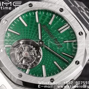 AP Royal Oak 2018 SIHH SS Tourbillon R8F Green Sunburst Tapisserie Dial on SS Bracelet V3 - スーパークローンウォッチ｜1:1ベストバージョン
