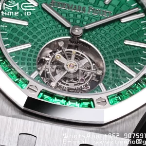 AP Royal Oak 2018 SIHH SS Tourbillon R8F Diamond Bezel Green Sunburst Tapisserie Dial SS rannekoru V3 - Super Clone Watch | 1:1 Paras versio