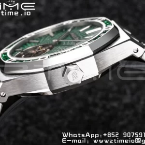 AP Royal Oak 2018 SIHH SS Tourbillon R8F Diamond Bezel Green Sunburst Tapisserie Dial SS rannekoru V3 - Super Clone Watch | 1:1 Paras versio