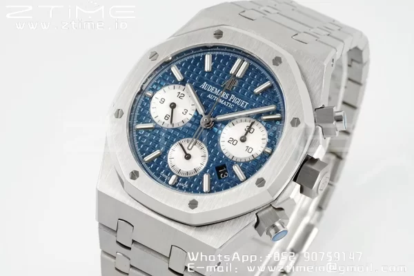 AP Royal Oak Chrono 26331 SS IPF 1:1 Best Edition Blue/White Dial on SS Bracelet A7750 - Super Clone Watch | 1:1 Best Version