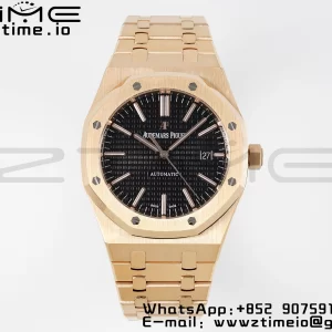 AP Royal Oak 41mm 15400 RG APSF 1:1 Best Edition Black Textured Dial on RG Bracelet SA3120 Super Clone V3 - Super Clone Watch | 1:1 Best Version