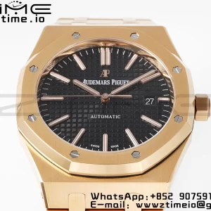 AP Royal Oak 41mm 15400 RG APSF 1:1 Best Edition Black Textured Dial on RG Bracelet SA3120 Super Clone V3 - Super Clone Watch | 1:1 Best Version
