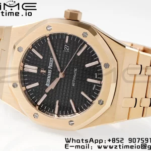AP Royal Oak 41mm 15400 RG APSF 1:1 Best Edition Black Textured Dial on RG Bracelet SA3120 Super Clone V3 - Super Clone Watch | 1:1 Best Version