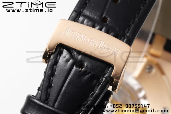AP Royal Oak 41mm 15400 RG APSF 1:1 Best Edition Black Textured Dial on Black Leather Strap SA3120 Super Clone V3 - Super Clone Watch | 1:1 Best Version