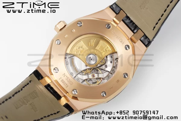 AP Royal Oak 41mm 15400 RG APSF 1:1 Best Edition Black Textured Dial on Black Leather Strap SA3120 Super Clone V3 - Super Clone Watch | 1:1 Best Version