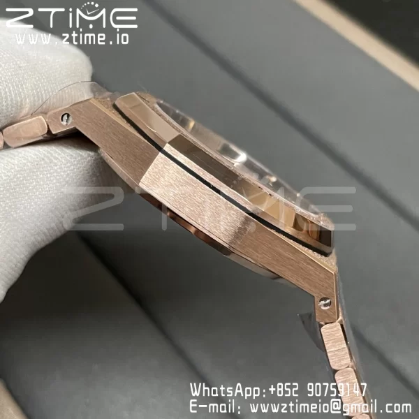 AP Royal Oak 37mm 15454 Frosted RG APSF 1:1 Best Edition White Textured Dial on Frosted RG Bracelet SA3120 Super Clone V2 - Super Clone Watch | 1:1 Best Version