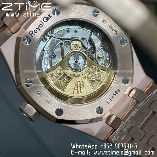 AP Royal Oak 37mm 15454 Frosted RG APSF 1:1 Best Edition White Textured Dial on Frosted RG Bracelet SA3120 Super Clone V2 - Super Clone Watch | 1:1 Best Version