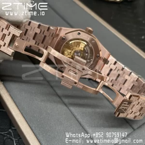AP Royal Oak 37mm 15454 Frosted RG APSF 1:1 Best Edition White Textured Dial on Frosted RG Bracelet SA3120 Super Clone V2 - Super Clone Watch | 1:1 Best Version