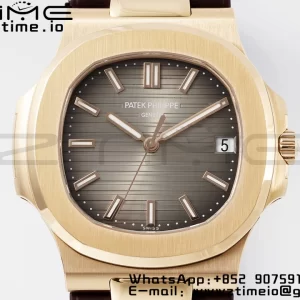 PATEK PHILIPPE Nautilus 5711/1R PPF 1:1ベストエディション ブラウンテクスチャードダイヤル ブラウンラバーストラップ 324CS V5 - スーパークローンウォッチ｜1:1ベストバージョン