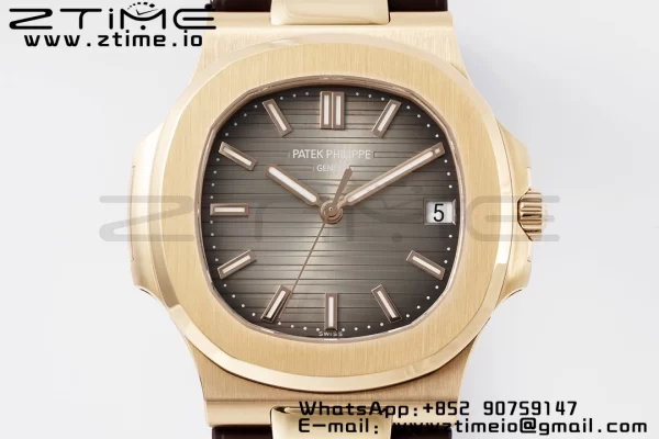 PATEK PHILIPPE Nautilus 5711/1R PPF 1:1ベストエディション ブラウンテクスチャードダイヤル ブラウンラバーストラップ 324CS V5 - スーパークローンウォッチ｜1:1ベストバージョン