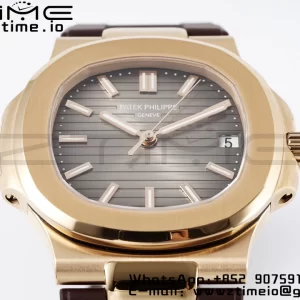 PATEK PHILIPPE Nautilus 5711/1R PPF 1:1ベストエディション ブラウンテクスチャードダイヤル ブラウンラバーストラップ 324CS V5 - スーパークローンウォッチ｜1:1ベストバージョン