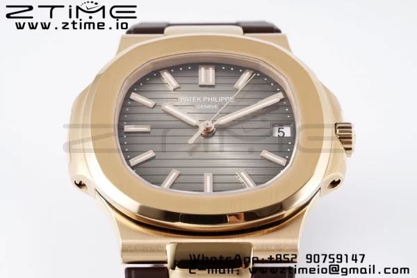 PATEK PHILIPPE Nautilus 5711/1R PPF 1:1ベストエディション ブラウンテクスチャードダイヤル ブラウンラバーストラップ 324CS V5 - スーパークローンウォッチ｜1:1ベストバージョン