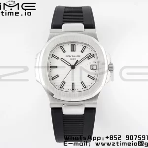 PATEK PHILIPPE Nautilus 5711/1A PPF 1:1 Best Edition White Textured Dial on Black Rubber Strap 324CS V5 - Super Clone Watch | 1:1 Best Version