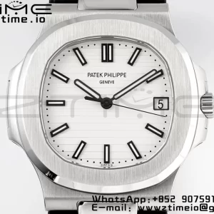 PATEK PHILIPPE Nautilus 5711/1A PPF 1:1 Best Edition White Textured Dial on Black Rubber Strap 324CS V5 - Super Clone Watch | 1:1 Best Version