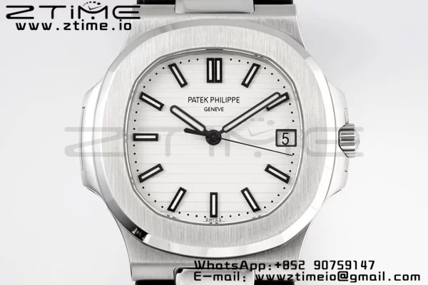 PATEK PHILIPPE Nautilus 5711/1A PPF 1:1 Best Edition White Textured Dial on Black Rubber Strap 324CS V5 - Super Clone Watch | 1:1 Best Version