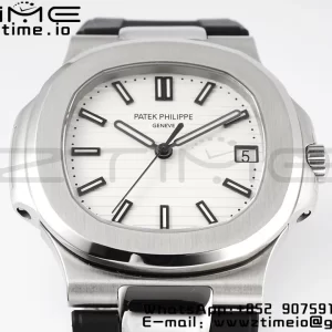 PATEK PHILIPPE Nautilus 5711/1A PPF 1:1 Best Edition White Textured Dial on Black Rubber Strap 324CS V5 - Super Clone Watch | 1:1 Best Version