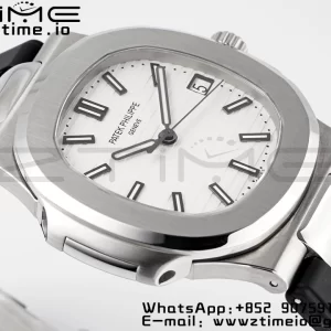 PATEK PHILIPPE Nautilus 5711/1A PPF 1:1 Best Edition White Textured Dial on Black Rubber Strap 324CS V5 - Super Clone Watch | 1:1 Best Version