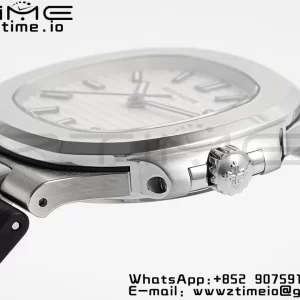 PATEK PHILIPPE Nautilus 5711/1A PPF 1:1 Best Edition White Textured Dial on Black Rubber Strap 324CS V5 - Super Clone Watch | 1:1 Best Version
