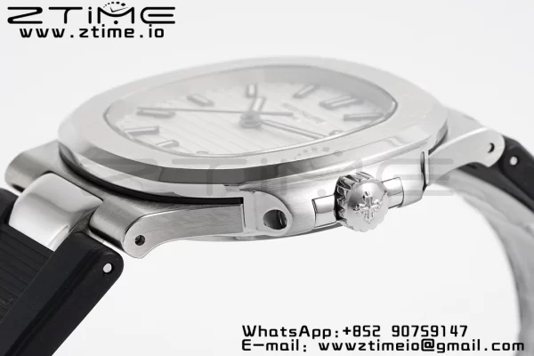 PATEK PHILIPPE Nautilus 5711/1A PPF 1:1 Best Edition White Textured Dial on Black Rubber Strap 324CS V5 - Super Clone Watch | 1:1 Best Version