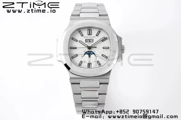 PATEK PHILIPPE Nautilus 5726 Full Function SS PPF 1:1 Best Edition White Dial on SS Bracelet A324 - Super Clone Watch | 1:1 Best Version
