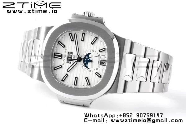 PATEK PHILIPPE Nautilus 5726 Full Function SS PPF 1:1 Best Edition White Dial on SS Bracelet A324 - Super Clone Watch | 1:1 Best Version