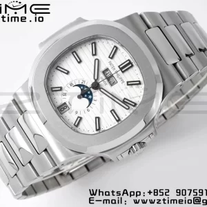 PATEK PHILIPPE Nautilus 5726 Full Function SS PPF 1:1 Best Edition White Dial on SS Bracelet A324 - Super Clone Watch | 1:1 Best Version