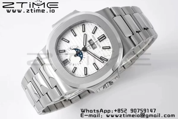 PATEK PHILIPPE Nautilus 5726 Full Function SS PPF 1:1 Best Edition White Dial on SS Bracelet A324 - Super Clone Watch | 1:1 Best Version