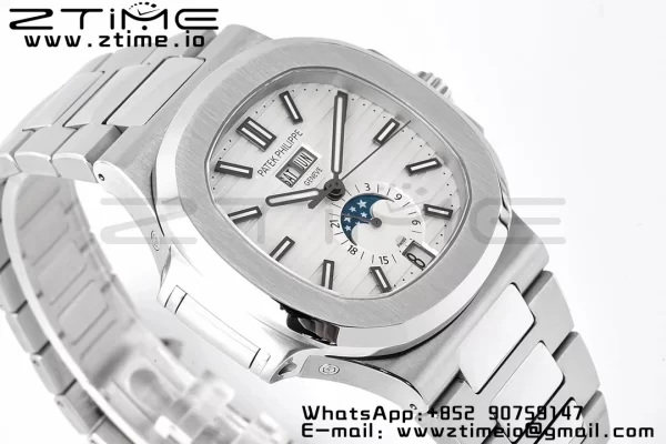 PATEK PHILIPPE Nautilus 5726 Full Function SS PPF 1:1 Best Edition White Dial on SS Bracelet A324 - Super Clone Watch | 1:1 Best Version