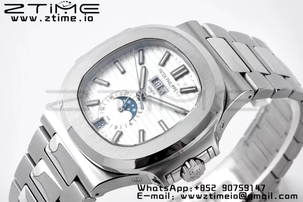 PATEK PHILIPPE Nautilus 5726 Full Function SS PPF 1:1 Best Edition White Dial on SS Bracelet A324 - Super Clone Watch | 1:1 Best Version