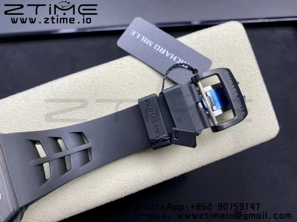 RICHARD MILLERM RM11-03 Black  Carbon Case Chrono KVF 1:1 Best Edition  Crystal Skeleton Yellow Dial On Black Rubber Strap A7750 V3 - Super Clone Watch | 1:1 Best Version