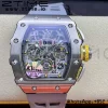 RICHARD MILLERM RM11-03 SS KVF 1:1 Best Edition Crystal Skeleton Dial on Gray Racing Rubber Strap A7750 V3 - Super Clone Watch | 1:1 Best Version