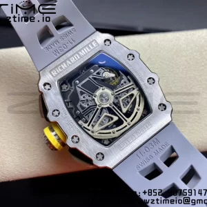 RICHARD MILLERM RM11-03 SS KVF 1:1 Best Edition Crystal Skeleton Dial on Gray Racing Rubber Strap A7750 V3 - Super Clone Watch | 1:1 Best Version