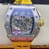 RICHARD MILLERM RM11-03 SS KVF 1:1 Best Edition Crystal Skeleton Dial on Yellow Racing Rubber Strap A7750 V3 - Super Clone Watch | 1:1 Best Version