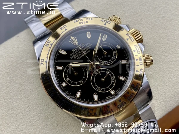 Rolex Daytona 116503 Clean 1:1 Best Edition Quadrante nero su bracciale YG/SS SA4130 V2 - Orologio Super Clone | 1:1 Best Version