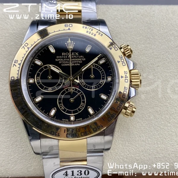 Rolex Daytona 116503 Clean 1:1 Best Edition Quadrante nero su bracciale YG/SS SA4130 V2 - Orologio Super Clone | 1:1 Best Version
