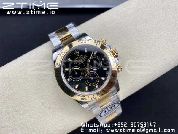 Rolex Daytona 116503 Clean 1:1 Best Edition Quadrante nero su bracciale YG/SS SA4130 V2 - Orologio Super Clone | 1:1 Best Version