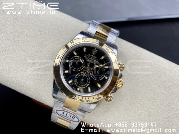 Rolex Daytona 116503 Clean 1:1 Best Edition Quadrante nero su bracciale YG/SS SA4130 V2 - Orologio Super Clone | 1:1 Best Version