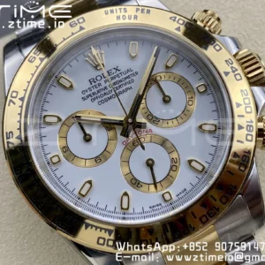 Rolex Daytona 116503 SS/YG Čistá továrna 1:1 Nejlepší vydání White Stick Dial on SS/YG Oyster Bracelet A4130 - Super Clone Watch | 1:1 Nejlepší verze