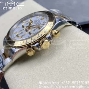 Rolex Daytona 116503 SS/YG Čistá továrna 1:1 Nejlepší vydání White Stick Dial on SS/YG Oyster Bracelet A4130 - Super Clone Watch | 1:1 Nejlepší verze