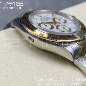 Rolex Daytona 116503 SS/YG Čistá továrna 1:1 Nejlepší vydání White Stick Dial on SS/YG Oyster Bracelet A4130 - Super Clone Watch | 1:1 Nejlepší verze