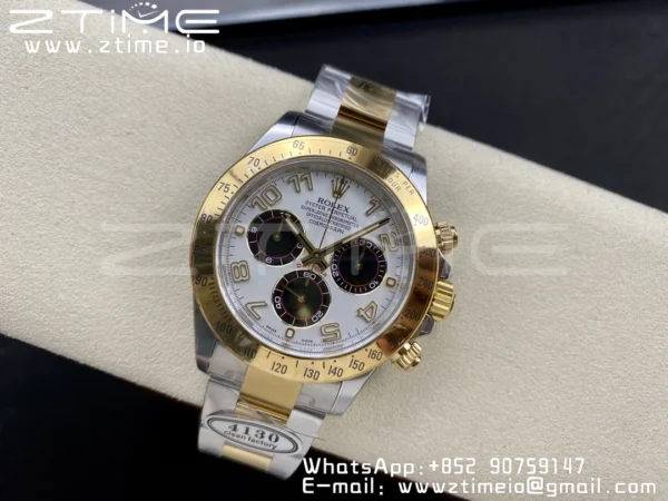 Rolex Rolex Daytona 116503 SS/YG Clean Factory 1:1 Best Edition White Dial on SS/YG Oyster Bracelet A4130 - Super Clone Watch | 1:1 Best Version