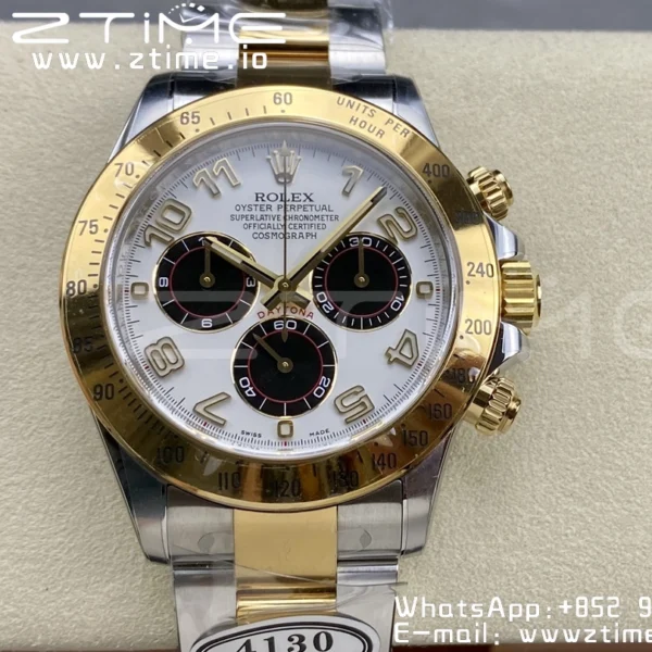 Rolex Rolex Daytona 116503 SS/YG Clean Factory 1:1 Best Edition White Dial on SS/YG Oyster Bracelet A4130 - Super Clone Watch | 1:1 Best Version
