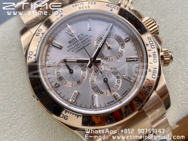 Rolex Daytona 116505 1:1 Best Edition Clean Factory RG Moissanite Dial on RG Bracelet SA4130 v2 - Super Clone Watch | 1:1 Best Version