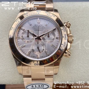 Rolex Daytona 116505 1:1 Mejor Edición Clean Factory RG Moissanite Dial on RG Bracelet SA4130 v2 - Super Clone Watch | 1:1 Mejor Versión